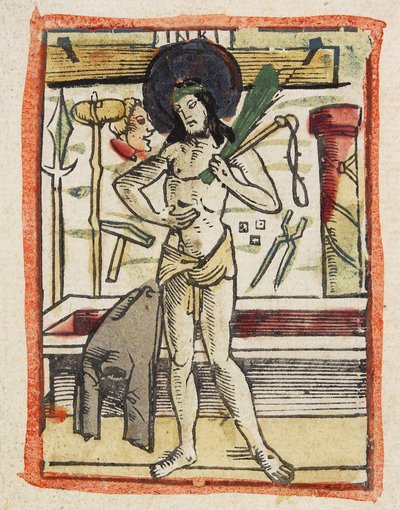 The Man of Sorrows, c.1480-1490 (el boyaması gravür) by German School
