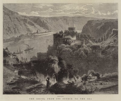 Kaynağından Denize Ren Nehri (gravür) by German School