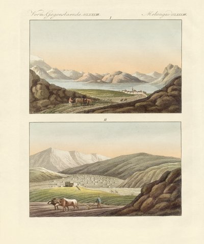 Genezareth Denizi (renkli gravür) by German School