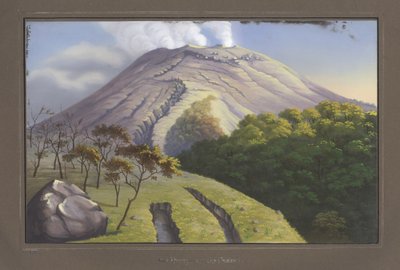 5231 fit yükseklikten görüldüğü gibi Merapi zirvesinin güney tarafı, Eylül 1836, pl.VII, Topographischer und Naturwissenschaftlicher Atlas zur Reise durch Java, Dr. Bayan Junghuhn, Magdebur by German School