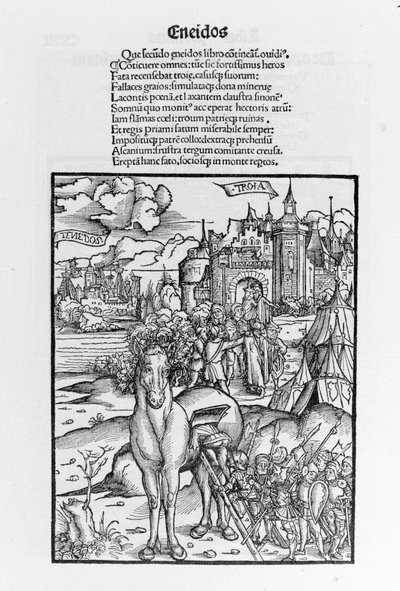 Truva atı. Aeneid. Sebastian Brant tarafından Xylography. Strazburg by German School