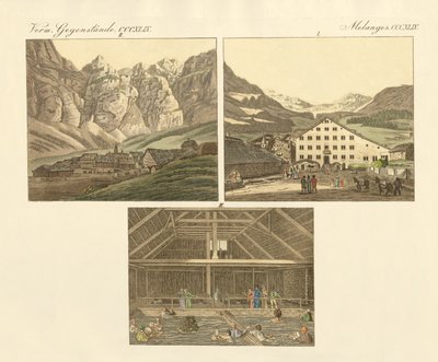 Wallis Kantonu'ndaki Leuker hamamı (renkli gravür) by German School