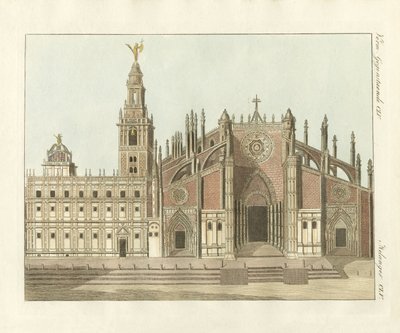 Sevilla katedrali veya metropolitan kilisesi (renkli gravür) by German School