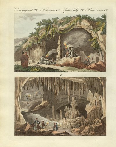 Antiparos mağarası (renkli gravür) by German School