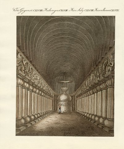 Hindistan'daki Carli mağaraları (renkli gravür) by German School