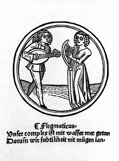 Dört mizaç: soğukkanlı (yavaş ve kayıtsız). Ksilografi, Augsburg 1480 by German School