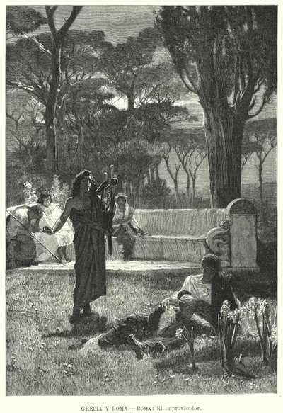 Doğaçlamacı, antik Romalı şovmen (lito) by German School