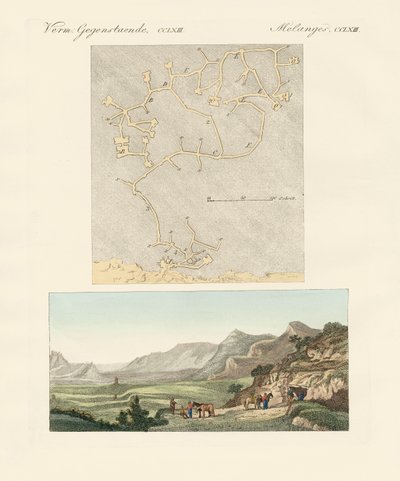 Girit labirenti (renkli gravür) by German School