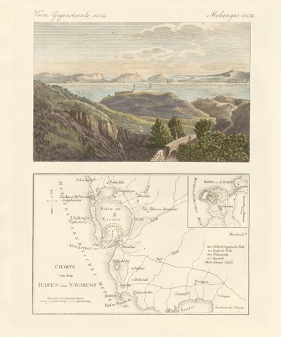 Navarino limanı ve şehri (renkli gravür) by German School