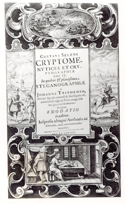 Gustavus Selenus (Augustus, Brunswick Dükü), 1624 tarafından yazılan Kriptomeniz ve Kriptografinin 9. Kitabının Başlık Sayfası by German School