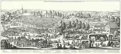 Hornhausen köyündeki şifalı kaynakları ziyaret eden gezginler, 1646 (gravür) by German School