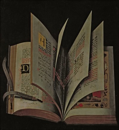 Açık bir el yazmasının Trompe loeil by German School