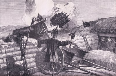 Düşman menzilini denemek, Cassell and Company Limited tarafından yayınlanan Cassells History of the War Fransa ve Almanya arasındaki Cassells History of the War, c.1890 (litho) by German School