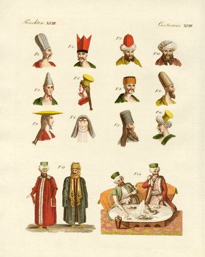 Türk milli kıyafetleri (renkli gravür) by German School