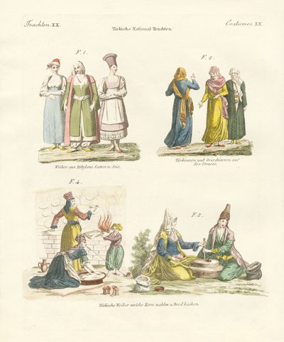 Türk milli kıyafetleri (renkli gravür) by German School