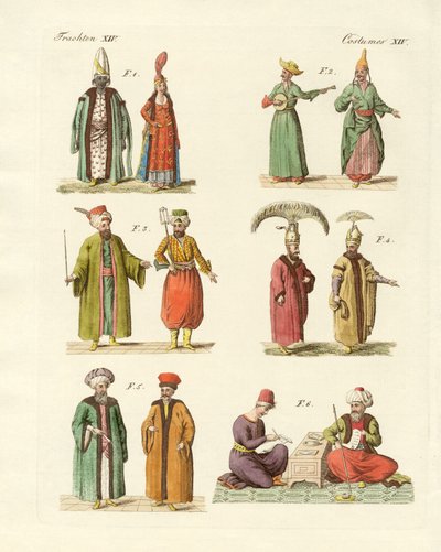 Türk milli kıyafetleri (renkli gravür) by German School