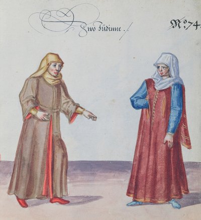 İki Yahudi kadın, c.1600 (kağıt üzerinde wc) by German School