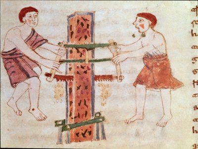 İki adam bir mermer sandık gördü (minyatür, 9. yüzyıl) by German School