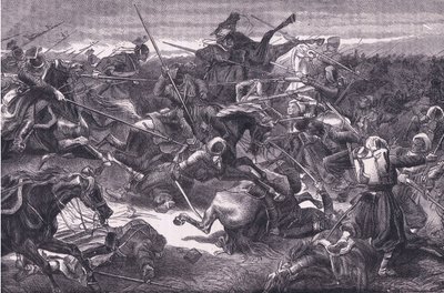Uhlan saldırısı, Cassells History of the War Fransa ve Almanya arasındaki Cassell and Company Limited tarafından yayınlanmıştır, c.1890 (lito) by German School