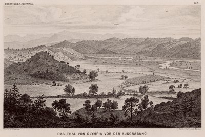 Olympia Vadisi, Yunanistan, arkeolojik kazılardan önce (gravür) by German School