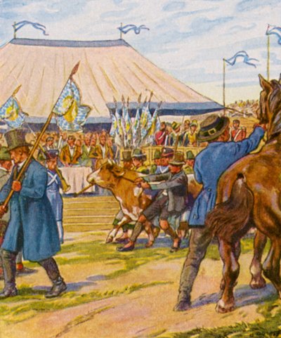 Viehpreisverteilung / Canlı Hayvan Fiyat Dağılımı (renkli taş baskı) by German School