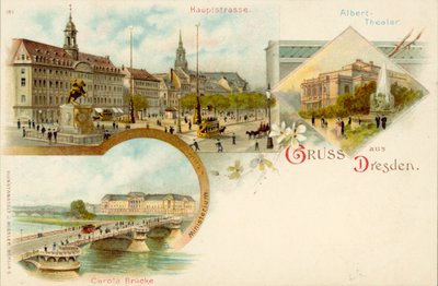 Dresden, Almanya manzarası (chromolitho) by German School