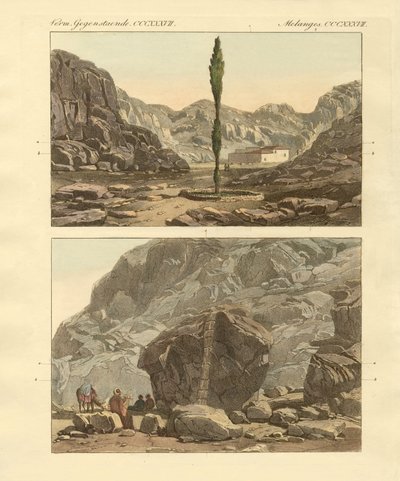 Sina Dağı manzarası (renkli gravür) by German School
