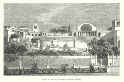 Roma İmparatoru Hadrian'ın Tivoli'deki Villası, İtalya (gravür) by German School