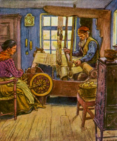 Weberstube / Dokuma Odası (renkli taş baskı) by German School