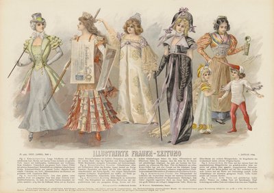 Kadın kostümleri ve modası (renkli litho) by German School