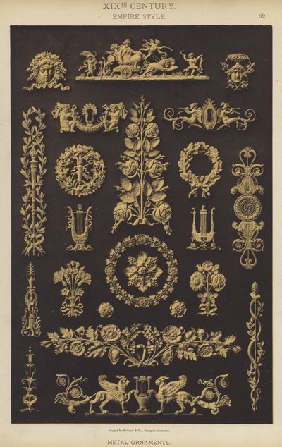 XIX. Yüzyıl, İmparatorluk Tarzı, Metal Süsler (renkli taş) by German School