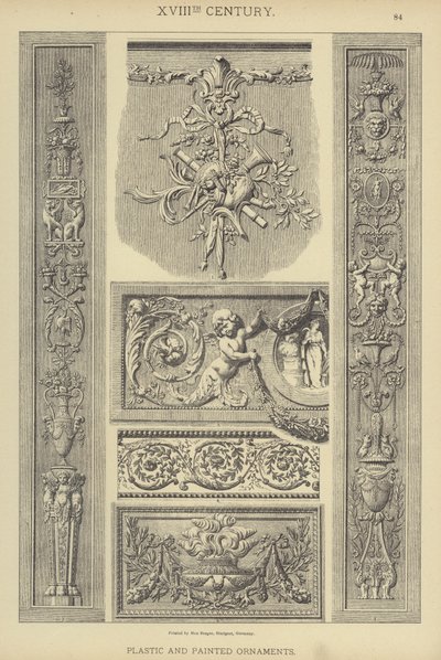 XVIII. Yüzyıl, Plastik ve Boyalı Süsler (renkli lito) by German School