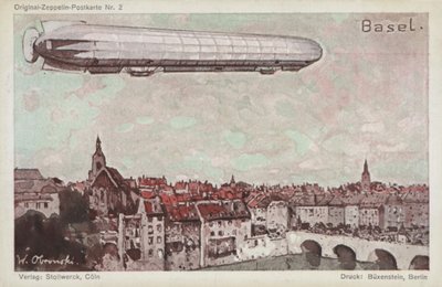 Basel üzerinde uçan zeplin by German School