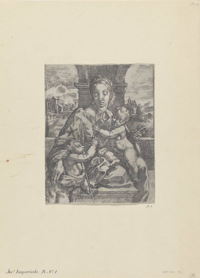 Çocuklu Meryem ve genç Vaftizci Yahya by Gerolamo Imperiale