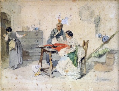 KADINLAR ÜÇ RENK BAYRAK ÜRETİYOR by Gerolamo Induno