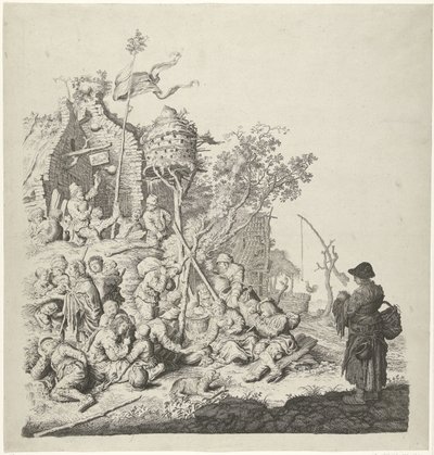 Güvercinlikli bir handa Roman grubu by Gerrit Adriaensz. de Heer