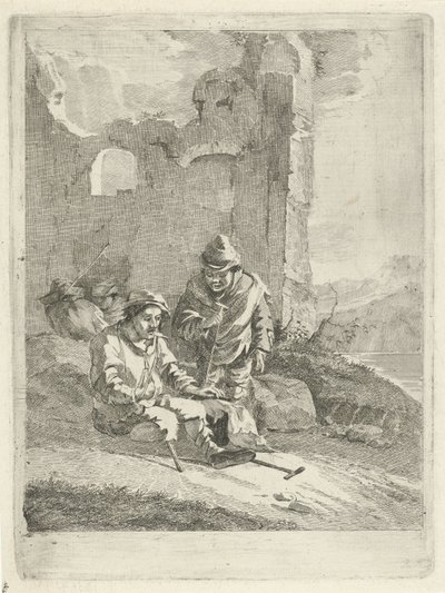 Bir harabede dört figür by Gerrit Groenewegen