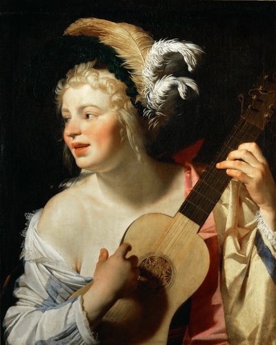 Gitar Çalan Kadın, 1624. by Gerrit van Honthorst