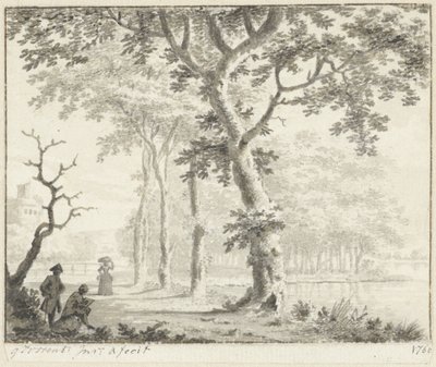 Sahildeki ağaçlar ve bir ressam by Gerrit Toorenburgh