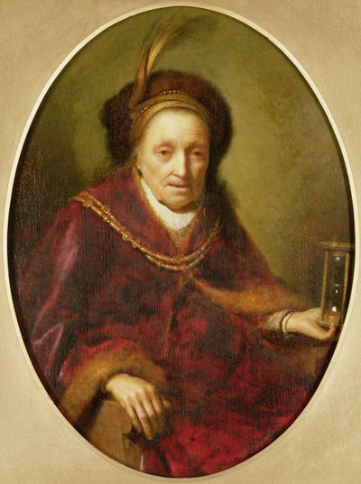 Kum Saati Olan Yaşlı Bir Kadın by Gerrit Dou