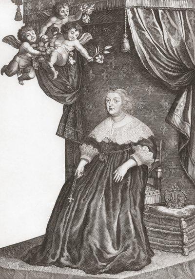 Marie de Medici, Fransa Kraliçesi. Portre (baskı) by Gerrit van (after) Honthorst
