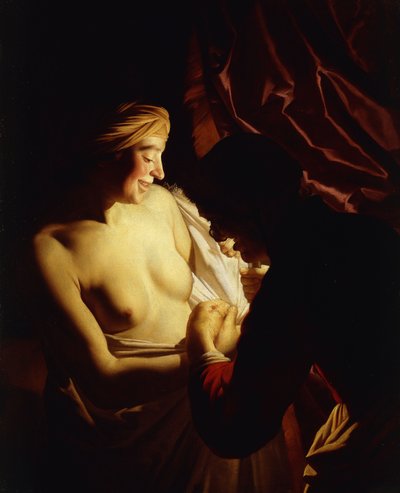 Genç Bir Kadın ve Hizmetçisi, by Gerrit van Honthorst