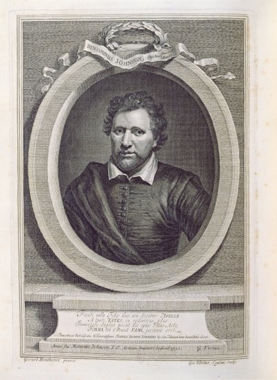 Ben Jonson (1573-1637), George Vertue (1684-1756), 1730 tarafından oyulmuş by Gerrit van Honthorst