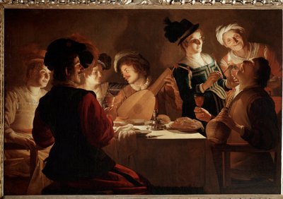 Bir ud çalarla akşam yemeği. (Tablo by Gerrit van Honthorst