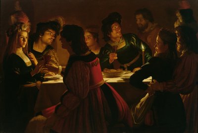 Genç Evli Bir Çiftle Bayram Sahnesi, 1617 dolayları by Gerrit van Honthorst