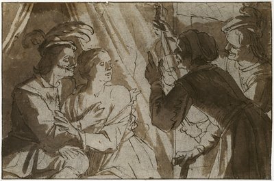 The Prodigal Son (kağıt üzerinde siyah tebeşir üzerine yıkamalı kalem ve kahverengi mürekkep) by Gerrit van Honthorst
