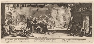 Büyük Bir Çiftlik Evini Yağmalamak by Gerrit van Schagen after Jacques Callot