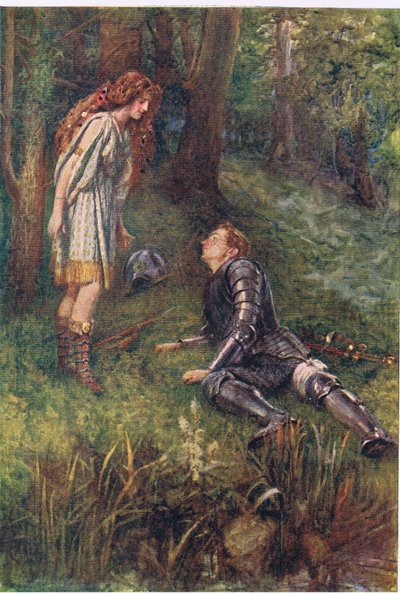 Belphoebe ve Timius, George Harrap and Company tarafından yayınlanan Faerie Queen'den Hikayeler by Gertrude E. Demain (after) Hammond