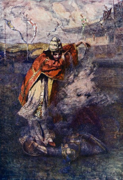 Duessa, Enchanted Cloud'u (renkli litho) ortadan kaldırdı by Gertrude E. Demain (after) Hammond