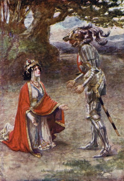 Kızıl Haç Şövalyesi tamamen yenildi (renkli lito) by Gertrude E. Demain (after) Hammond